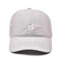 Close-up of white horse embroidery detail on washed cotton twill baseball cap - Beige
