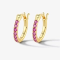 Squisiti orecchini a cerchio in argento S925 dorato con zirconi rosa scintillanti - Strass Rosso (5191138805173) / Argento 925 / Oro
