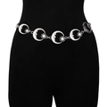 Close-up of a silver moon and star metal waist chain on a black mannequin body - Single-Layer Moon / Silver