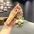 Cartoon Pokemon Pikachu keychain featuring a pink and green Poke Ball 3D model pendant - B344-6 Ye Yibu / Large