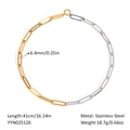 Detalle de cadena de clips en acero bicolor con eslabones de 6,4 mm y longitud total de 41 cm - Collar de Clip de Papel de Color Mixto (YYN025126) / 41cm