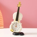 Creative violin shaped desk clock for children with white and black finish on pink background - 21x8cm / White
