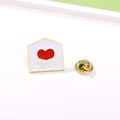 Cute Japanese style white envelope brooch with red heart and golden LOVE text detail - LOVE Envelope (CZ0576)