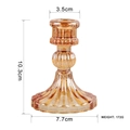 Amber glass vintage candle holder with classic vertical ribbing and 10.3cm height - Striped Amber