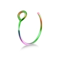 Rainbow gradient stainless steel U-shaped nose ring with polished round decorative ends - 0.8*8mm / Rainbow