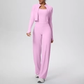 Détail de la manche d'une veste de sport rose avec passe-pouces pour le fitness - Rose Sakura