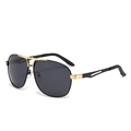 Polarized pilot sunglasses for men with dual-beam photochromic black and gold frame - Gold Frame Black Grey