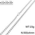 Classic silver box chain necklace 500x4mm in stainless steel with lobster clasp - Silver 4mm x 500mm (KN230420-Z)
