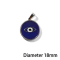 Vintage silver evil eye pendant with blue enamel and 18mm diameter rope frame - Rope Border Evil Eye Pendant (P00304S)