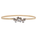 Ceinture élastique en métal doré avec boucle double papillon en strass brillant - Style Double Papillon Strass (z276-2)