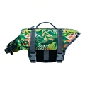 Dog life jacket with tropical leaf print and secure top handle for swimming - XS / Green Marijuana Leaf