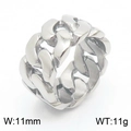Anello da uomo stile hip-hop a catena cubana da 11mm in acciaio inox lucido - US 9 / Stile B Anello Catena Cubana Color Acciaio (KR107880-KJX)
