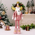 Reno de Navidad de felpa rosa con piernas telescópicas para decoración de fiestas en casa - Reno Telescópico Rosa