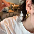 Exaggerated gold hoop earrings for women with hammered texture finish for luxury daily style - Non-Slip Texture Large Hoop / Gold