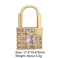 Golden heart lock pendant with white zircons and rectangle crystal for DIY jewelry - Clear Main Stone Lock 26