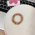 Rainbow striped telephone wire hair ring with vibrant gradient colors for girls - Colorful