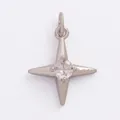 Silver star pendant charm with center crystal stone for necklaces and bracelets - Silver Four-Pointed Star Center Zircon