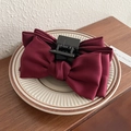 Pince à cheveux élégante en satin bordeaux avec grand nœud pour coiffures sophistiquées - 10# Pince à Nœud Bordeaux Longueur Totale 10.5cm
