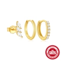 Gouden S925 sterling zilveren oorbellen set met marquise zirkoon en diamantringen - Marquise Zirconia Stud Stijl-Goud (#6 Goud)