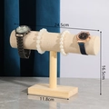 Linen T-bar jewelry display stand with wooden base for watches and bracelets - Large Single-Tier Linen Bracelet Stand