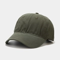 Detailed view of olive green cotton twill texture and breathable eyelets on a baseball cap - Adjustable / Army Green