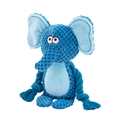 Blue elephant plush dog toy with textured corn fleece and durable cotton chew ropes - Elephant
