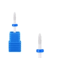 White bullet ceramic nail drill bits with blue identification ring and storage case - HF-54 Ceramic Nail Drill Bit