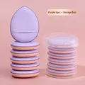 Set of 6 purple teardrop finger powder puffs with clear storage box for makeup - 6 Pack + Storage Box / Purple
