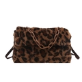 Minimalist leopard print plush square bag with stylish brown chain strap for women - Classic Leopard / Leopard Brown