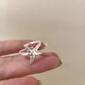 Silver matte starfish open ring with unique 3D sea-inspired design for women - Starfish Ring