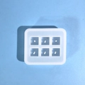 Stampo in silicone quadrato a 6 cavità per gioielli in resina fai-da-te e tasti - Stampo Cubo a 6 Cavità con Foro (16mm) / Bianco Traslucido