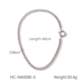 Collar de cadena cubana en acero plateado con cierre de resorte, largo 46cm y ancho 6,6mm - Plata (HC-N40098-S)