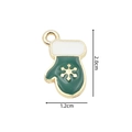 Green Christmas glove alloy pendant with gold snowflake detail and size dimensions - 2360 Forest Green Glove