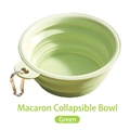 Portable macaron green TPE folding pet bowl with silver carabiner for outdoor travel - Fresh Green