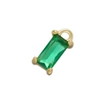 Close-up of gold-plated rectangular green zircon pendant charm for DIY jewelry making - Gold Green