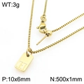 Golden stainless steel box chain necklace with rectangle pendant engraved with letter H - Gold Letter H Style (KN293700-Z)