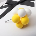White and yellow clay balloon cake toppers with metal wire stems for party decor - Ball Bundle / Yellow White Ball Bundle