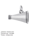 Antique silver stainless steel cone pendant with 12x19mm dimensions for DIY jewelry - Megaphone Style (HZNP005)