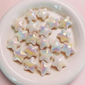 Pearlescent white star shaped UV coated beads for DIY mobile chain jewelry making - Diameter 22mm / Solid White