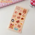 Cute cartoon bear stickers for journal decoration, featuring dessert and bear patterns - 1# Brown-Cute Tea Tea Bear