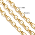 14mm Gold stainless steel hip hop chain necklace showing detailed link size specifications - JC956-AG Gold Heavy Chain 14mm/10mm