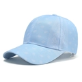 Detail of light blue paisley print baseball cap with curved brim and twill fabric texture - One Size (55-58cm Adjustable) / Light Blue