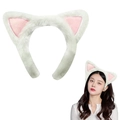 Cerchietto con orecchie di gatto bianche in peluche con interno rosa per cosplay - Cerchietto Bianco Grande