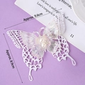 3D double-layer laser iridescent butterfly cake topper with white pearls for decoration - Double Layer Butterfly Pure White