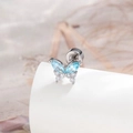 Minimalist silver butterfly cartilage stud with blue marquise zircon and screw back - Light Sea Blue (1 Pc)