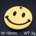 Colgante de cara sonriente dorada 18mm en acero de titanio para collar hip-hop - 18mm / Dorado
