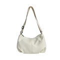 Borsa a tracolla minimalista bianco crema a forma di dumpling con pieghe e tracolla larga - Bianco