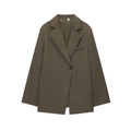 Chaqueta blazer oversized verde oliva oscuro con doble botonadura y solapa clásica - S / Verde Oscuro