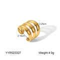 Polished gold stainless steel triple-band open ring with striped design 2.25cm diameter - Layered Spiral Style (YYR023327)