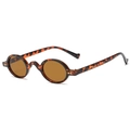 Retro oval steampunk sunglasses featuring tortoiseshell frames and amber lenses - Tortoiseshell Frame Tea Lens